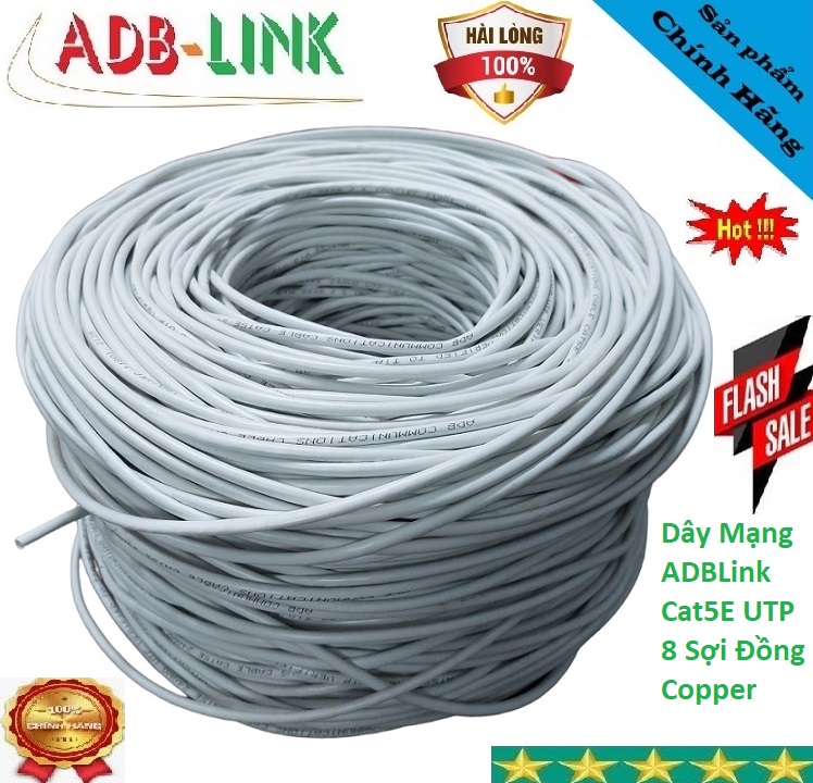 Dây Cáp Mạng ADBLink Cat5E UTP Copper 8 Sợi Đồng 305M / Cuộn ( Màu Trắng )