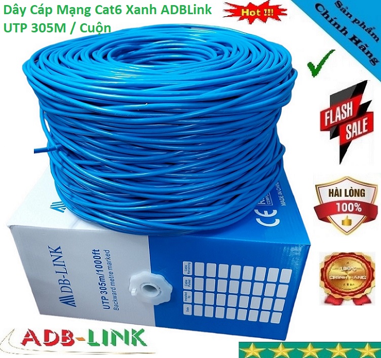 Dây Cáp Mang ADBLink Cat6 UTP 305M Cuộn ( Màu Xanh )