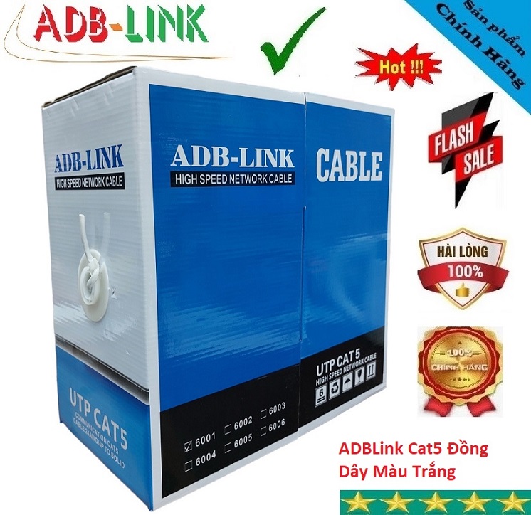 Dây Cáp Mạng ADBLink Cat5E UTP Copper 8 Sợi Đồng 305M / Cuộn ( Màu Trắng )